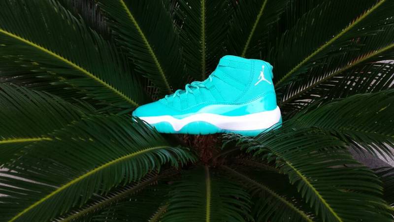 New Air Jordan 11 Retro Green White Shoes For Women - Click Image to Close