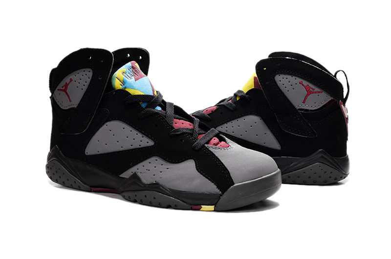 New Air Jordan 7 Retro Grey Black Red Shoes For Women