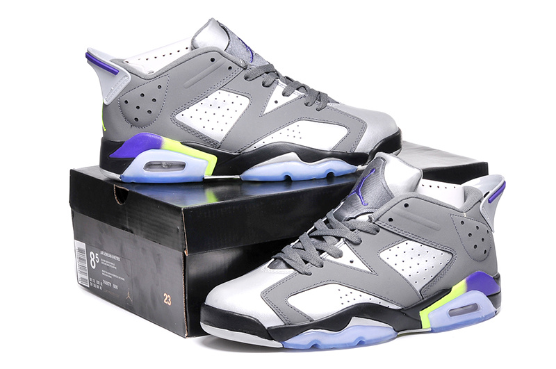 New Jordan 6 Retro Black Grey Purple Shoes For Women - Click Image to Close