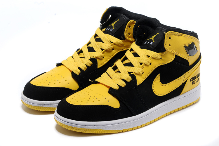 New Original Air Jordan 1 Black Yellow White Shoes - Click Image to Close