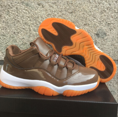 New Women Air Jordan 11 Low Chocolate Orange Shoes