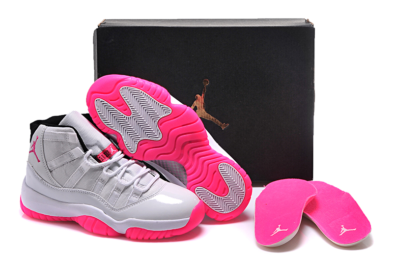 New Women Air Jordan 11 White Peach Pink Shoes
