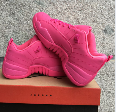 New Women Air Jordan 12 Low All Pink Shoes - Click Image to Close