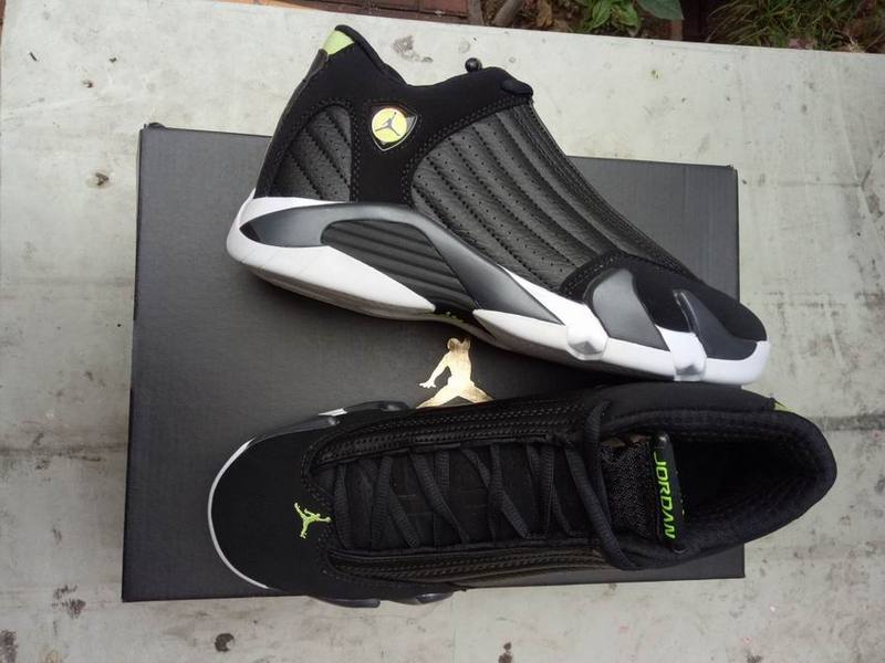 New Women Air Jordan 14 Black Green Shoes