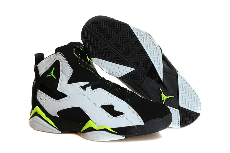 Nike Jordan True Flight White Black Fluorscent Basketball Shoes - Click Image to Close