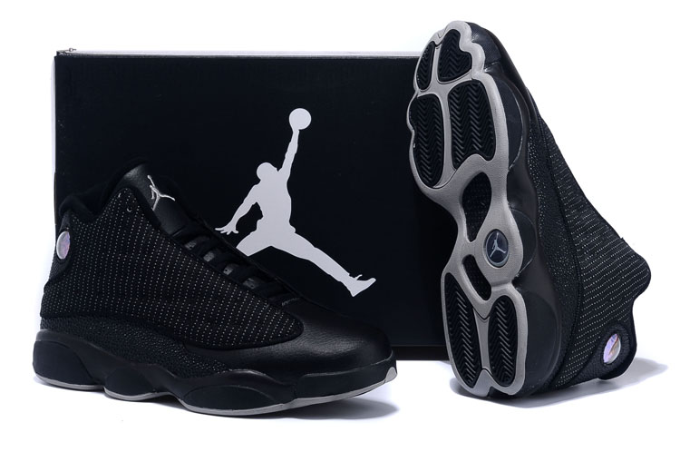 Official Air Jordan 13 High All Black Shoes - Click Image to Close