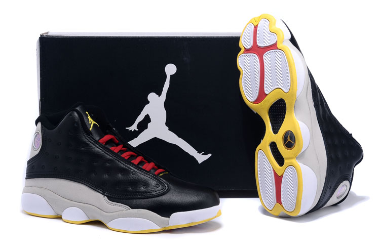 Official Air Jordan 13 High Black White Shoes - Click Image to Close