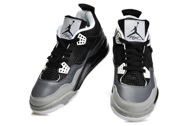 Official Air Jordan 4 Retro Black Grey Shoes