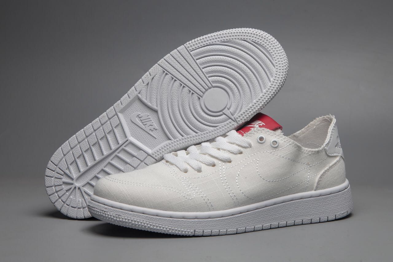 Original Air Jordan 1 Low Canvas White Lovers Shoes