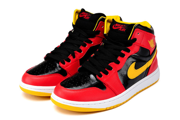 black yellow and red jordans