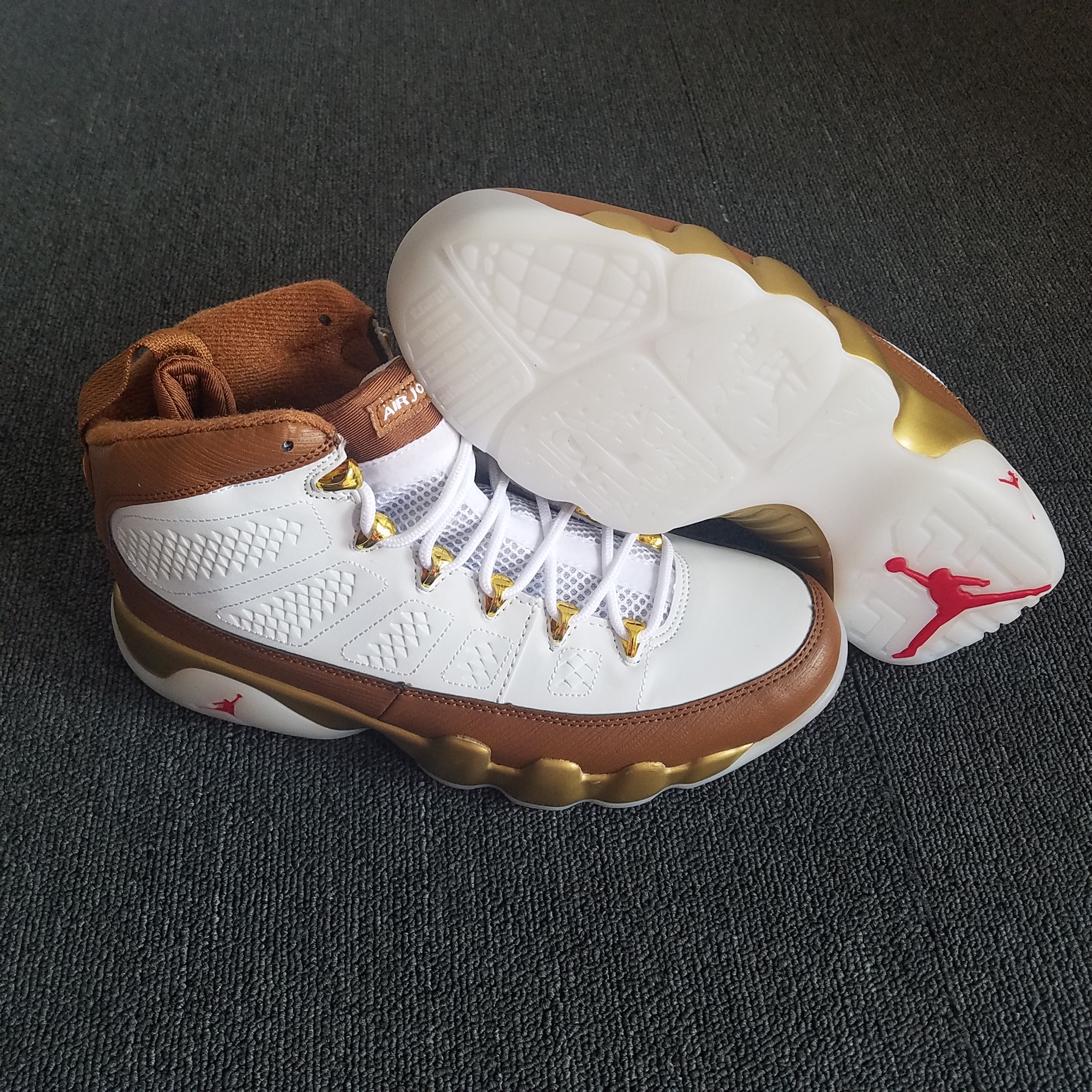 Original Air Jordan 11 High White Brown Melo Shoes