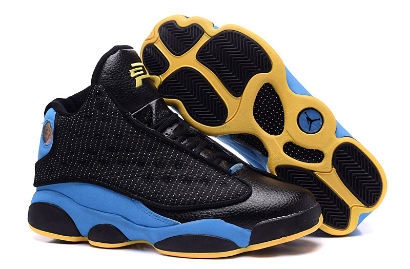 Original Air Jordan 13 CP3 Of Hornets Black Blue Mesh Shoes