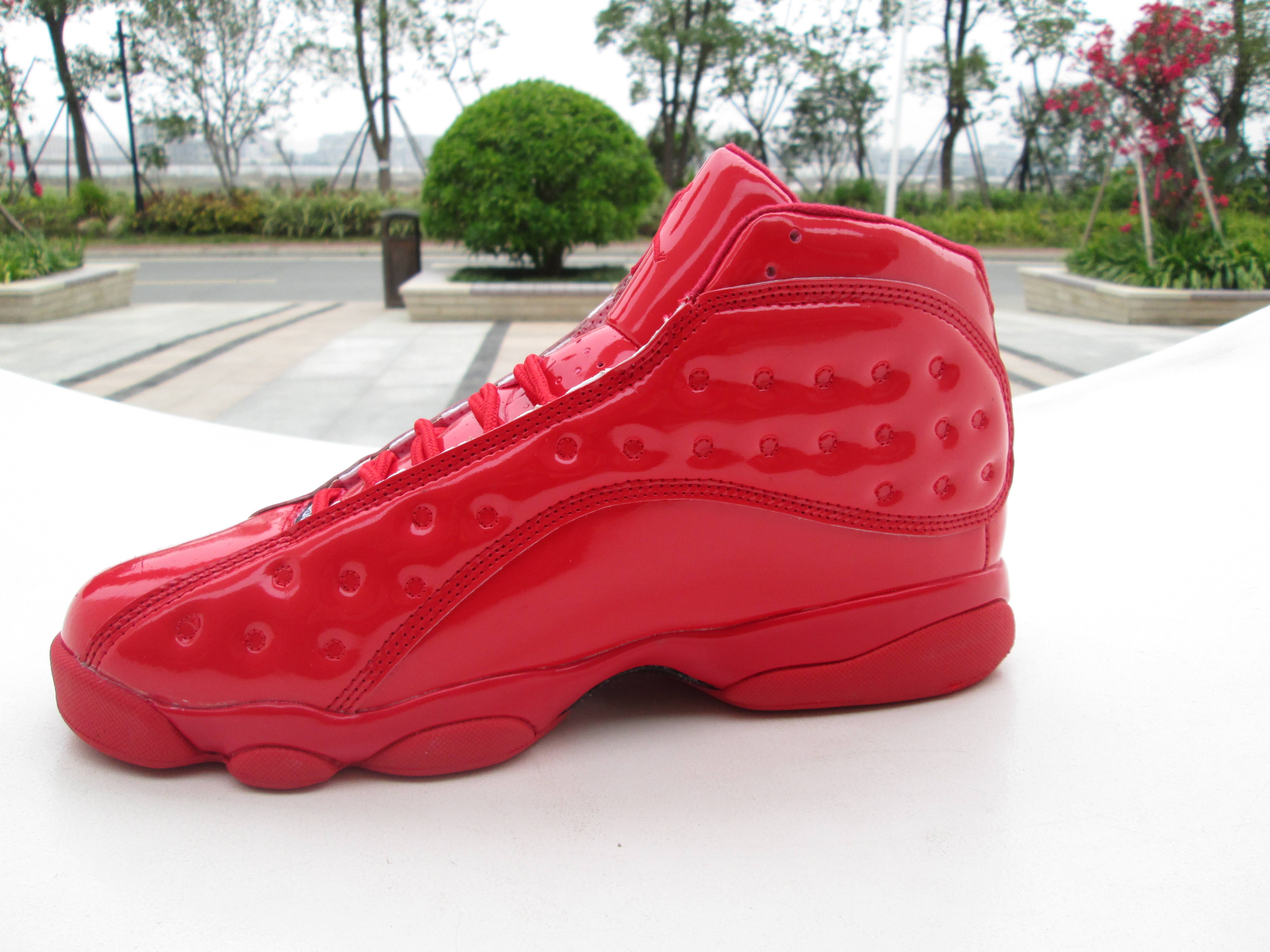 Original Air Jordan 13 High Bold Red Lover Shoes - Click Image to Close