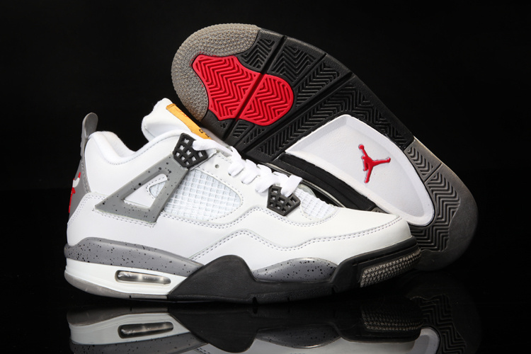 Original Air Jordan 4 White Black Shoes With Bulls