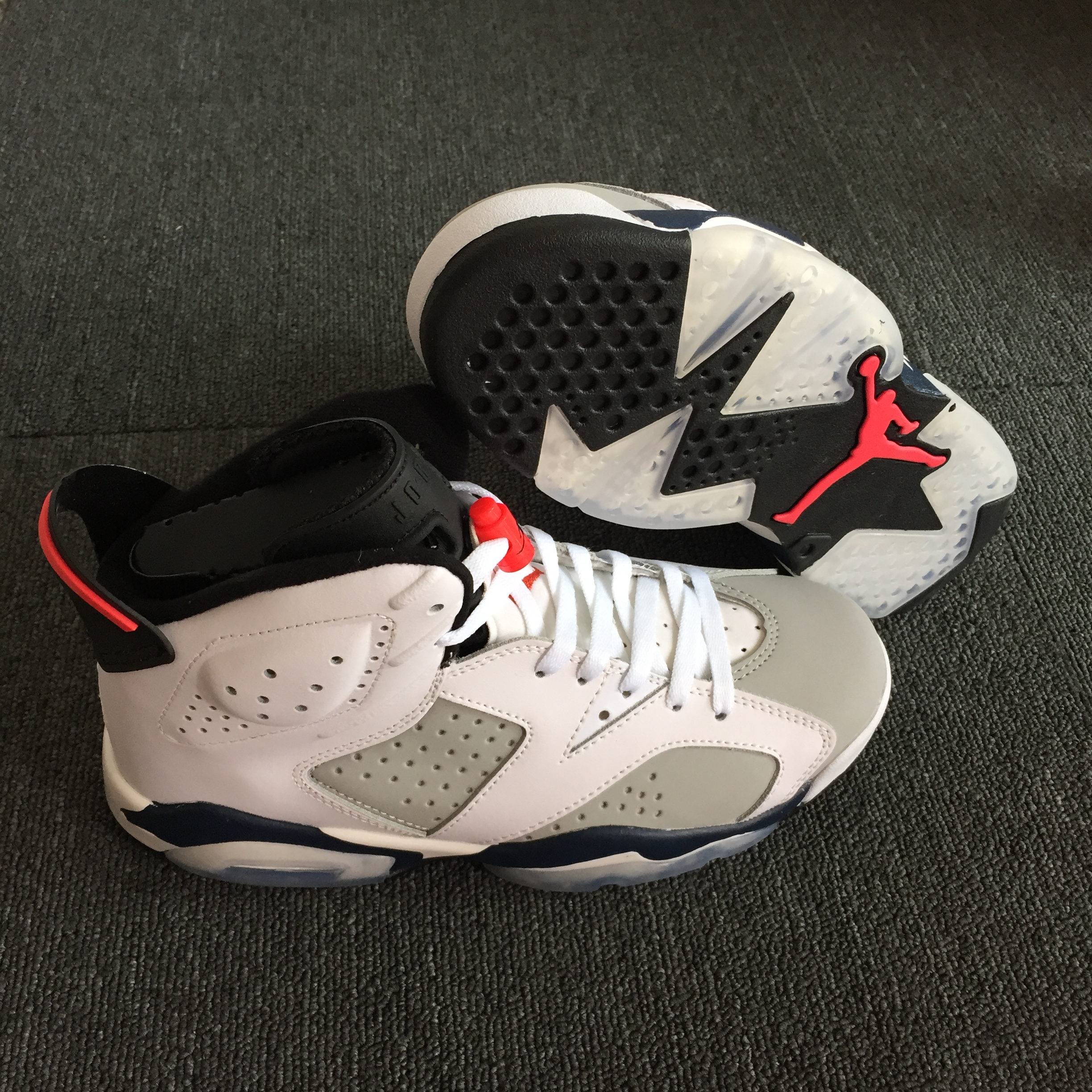 Original Air Jordan 6 Tinker White Grey Black Shoes