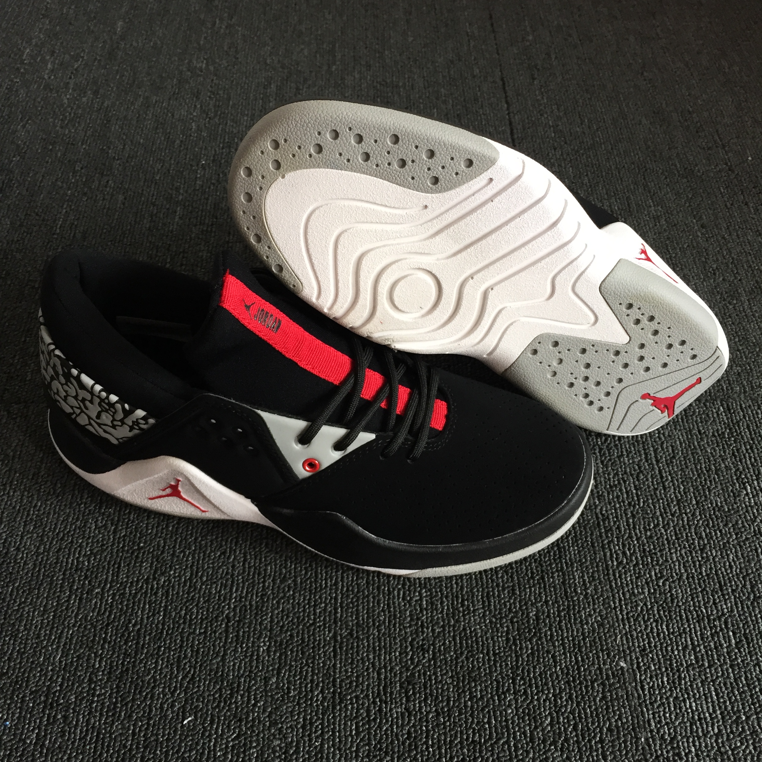 Original Air Jordan Flight Fresh Black White Red Shoes - Click Image to Close