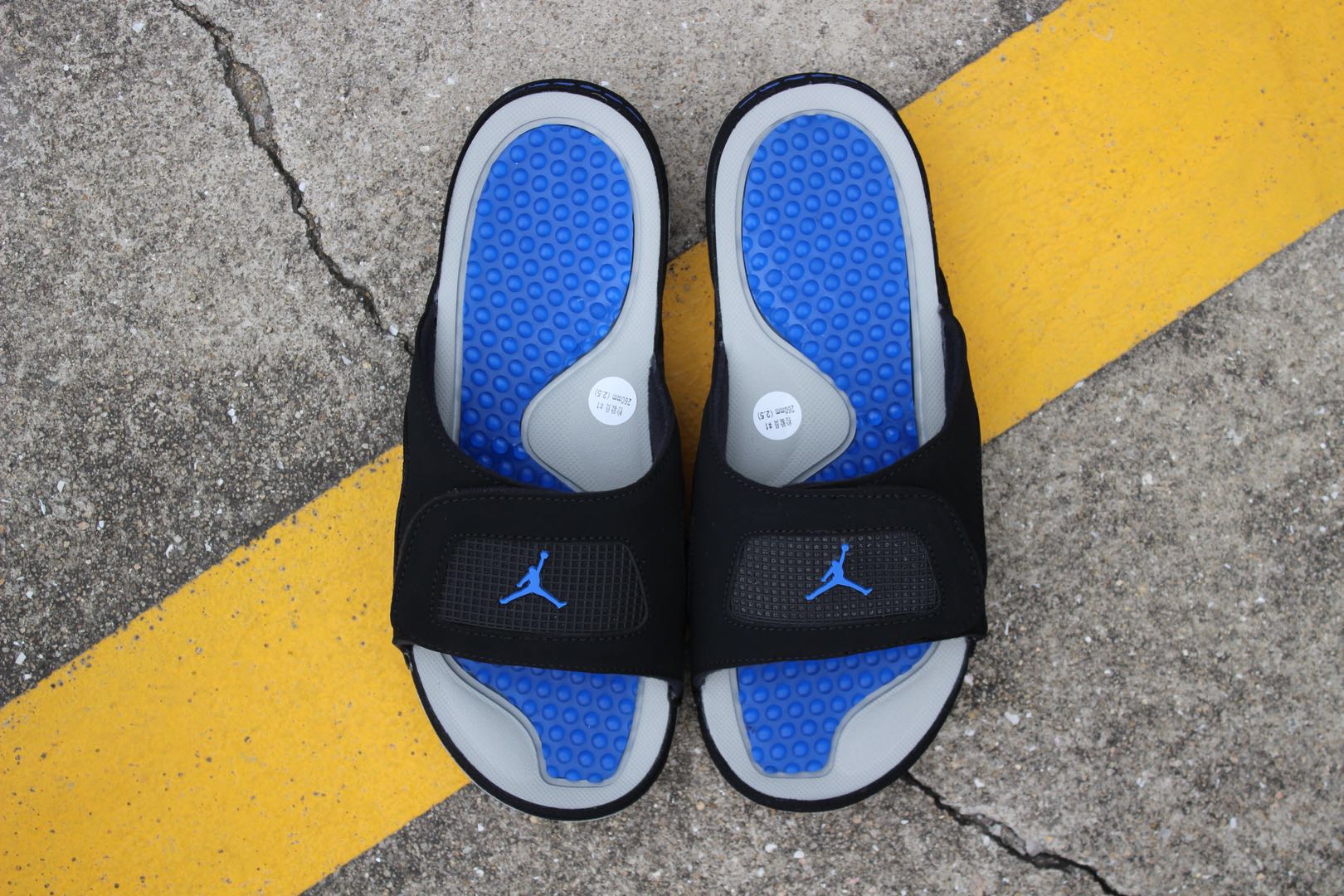 Original Air Jordan Hydro 4 White Black Blue Sandal - Click Image to Close