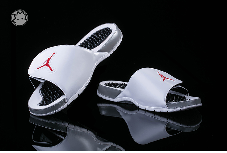 Original Air Jordan Hydro 5 White Grey Red Sandal - Click Image to Close