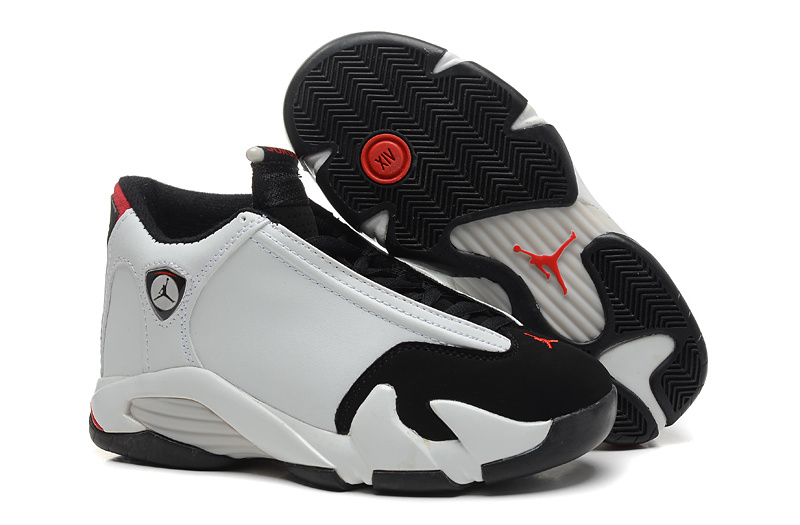 Original Jordan 14 Shoes White Black Red