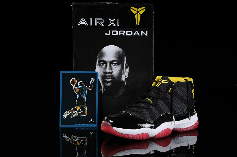 Kobe Air Jordan 11 Black White Red Shoes - Click Image to Close