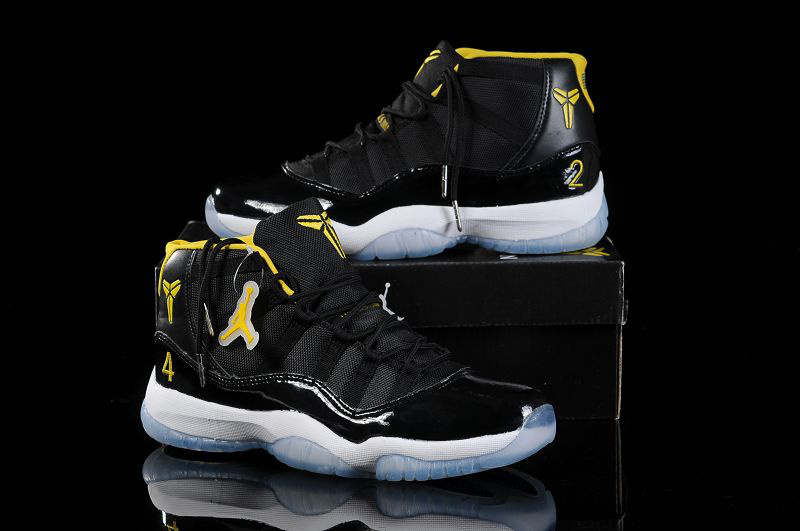 Kobe Air Jordan 11 Black White Yellow Shoes