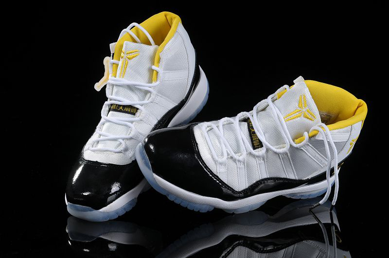 Kobe Air Jordan 11 White Black Yellow Shoes