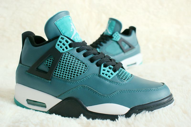 Perfect Air Jordan 4 Laker Water Blue Shoes - Click Image to Close