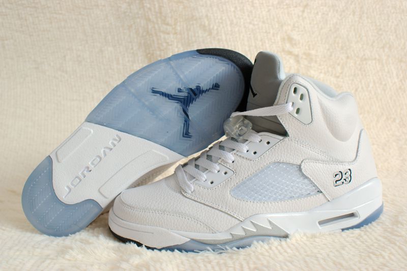 Perfect Air Jordan 5 Retro White Silver Shoes