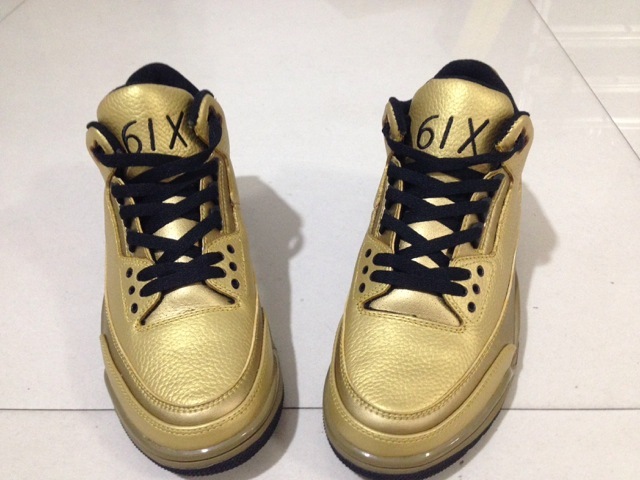 Real Air Jordan 3 Retro All Gold Black Shoes