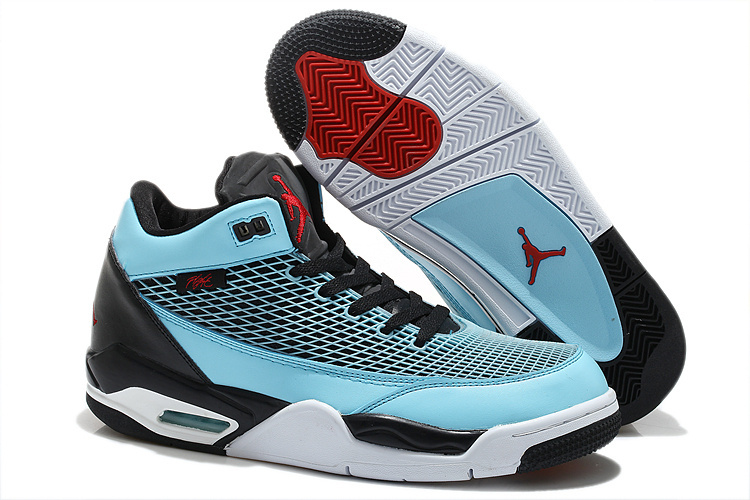 Special Air Jordan Flight Club 80S Blue Black White Shoes - Click Image to Close