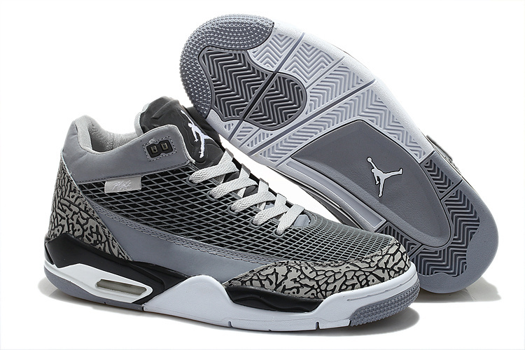 Special Air Jordan Flight Club 80S Grey Black White Shoes - Click Image to Close