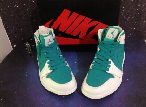 Super Air Jordan 1 Retro Green White Shoes - Click Image to Close