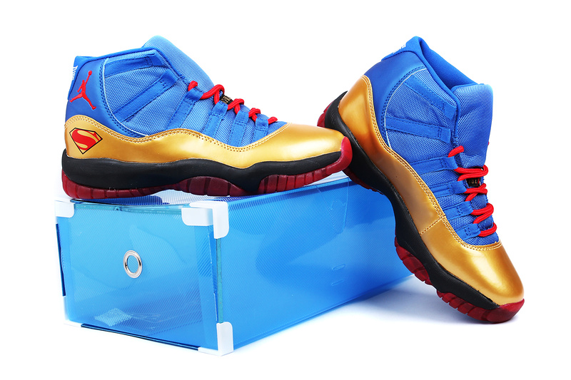 Superman Air Jordan 11 Edition Blue Gold Black Red Shoes