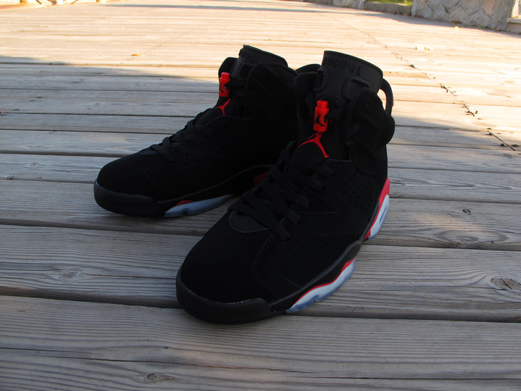 Top Layer Leather Jordan 6 Black Deep Red White Shoes