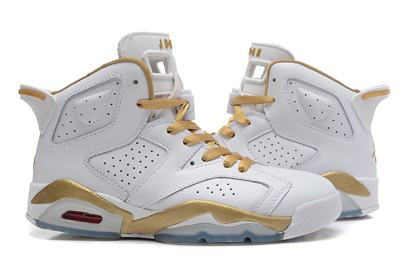 White Gold Air Jordan 6 GS Shoes