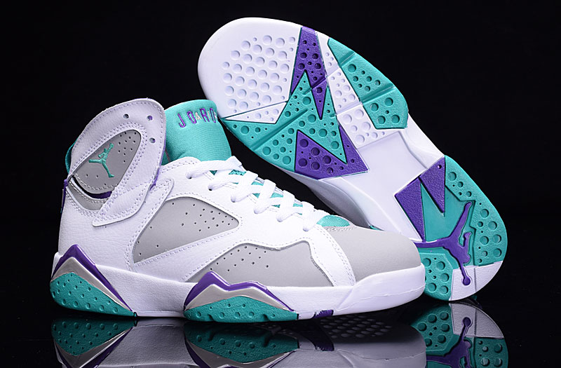 Women Air Jordan 7 White Green Grey Shoes