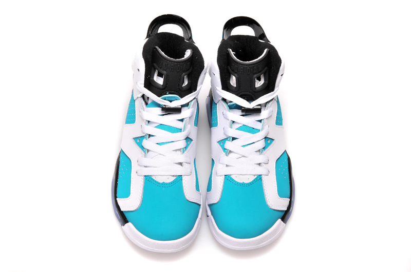 Women Air Jordan 6 White Blue Basketball Shoes - Click Image to Close