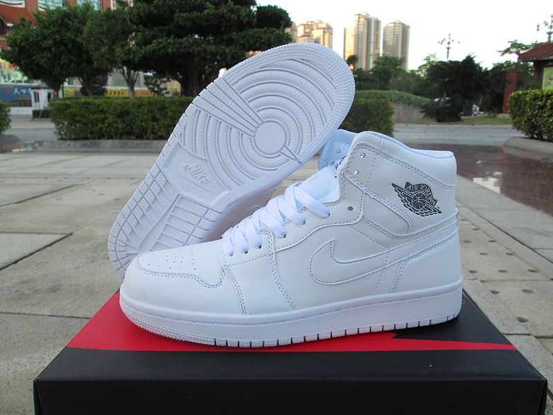 Women Air Jordan 1 All White Shoes