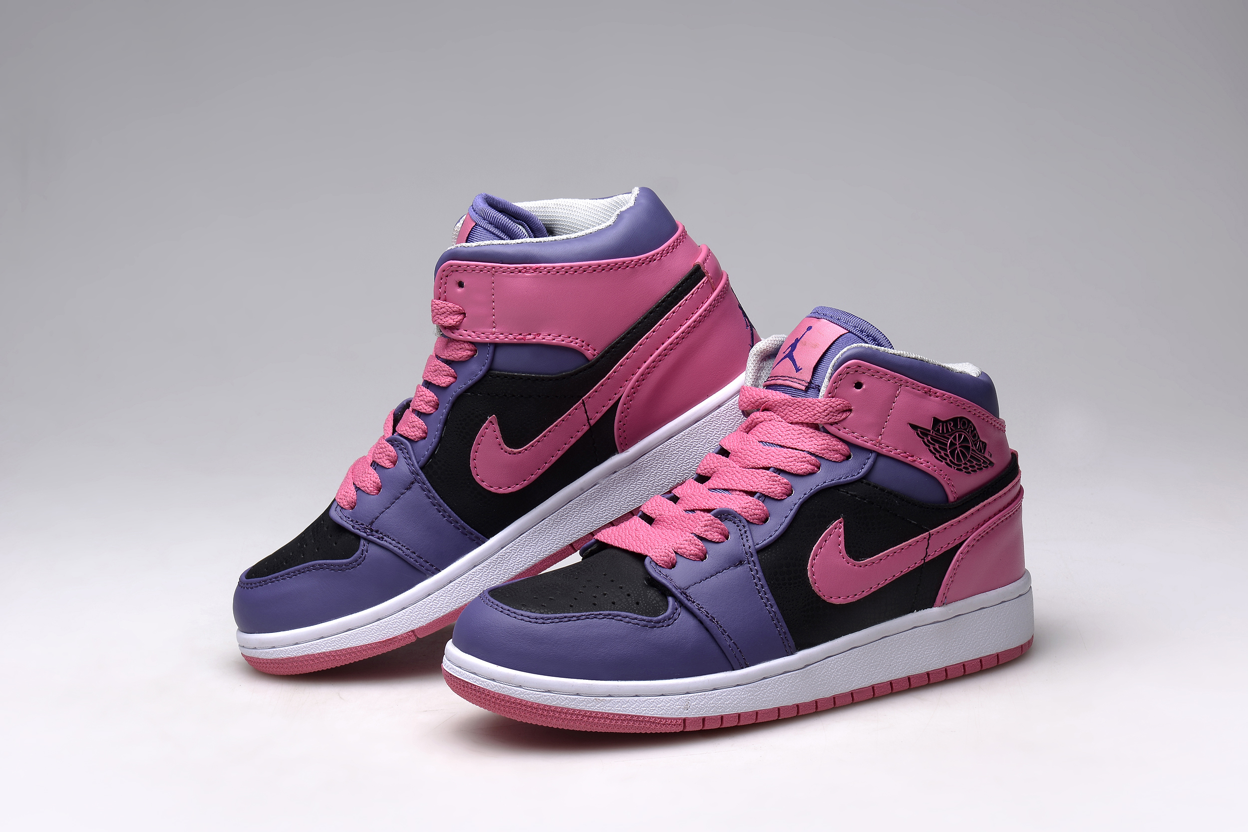 Women Air Jordan 1 Black Purple Shoes