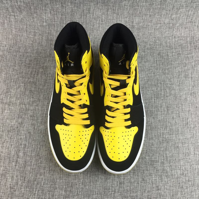 Women Air Jordan 1 Bruce Lee Yellow Black Shoes