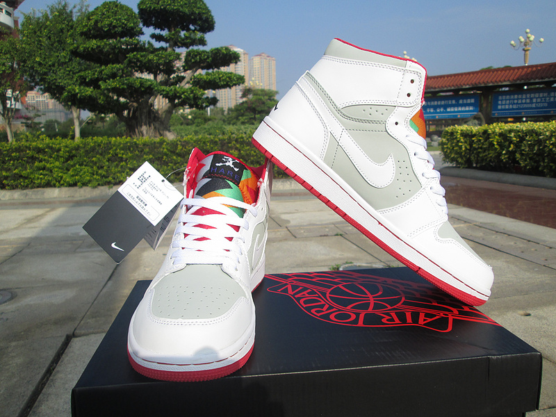 Women Air Jordan 1 Bugs Bunny White Grey Red Shoes