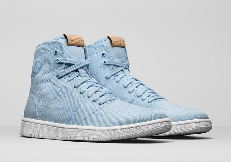 Women Air Jordan 1 Canvas Light Blue White Shoes