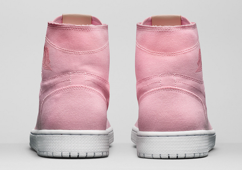 Women Air Jordan 1 Canvas Pink White Shoes - Click Image to Close