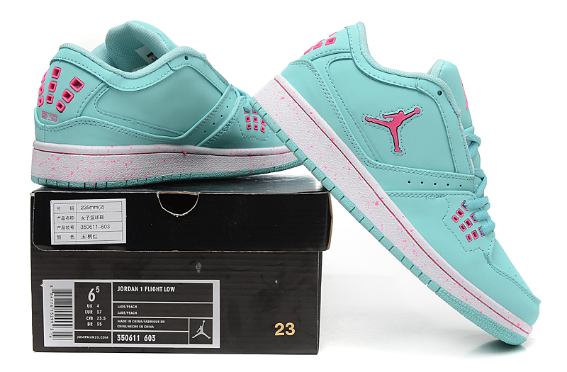Women Air Jordan 1 Green Pink Shoes