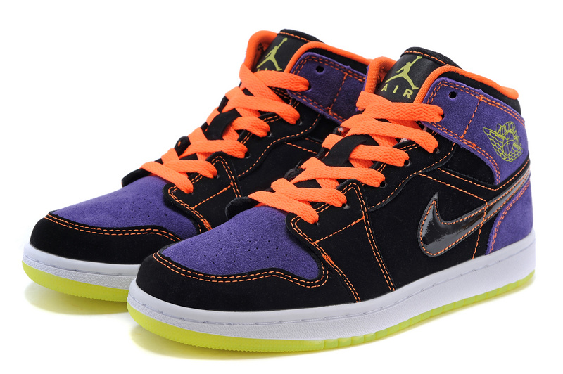 black orange and purple jordans