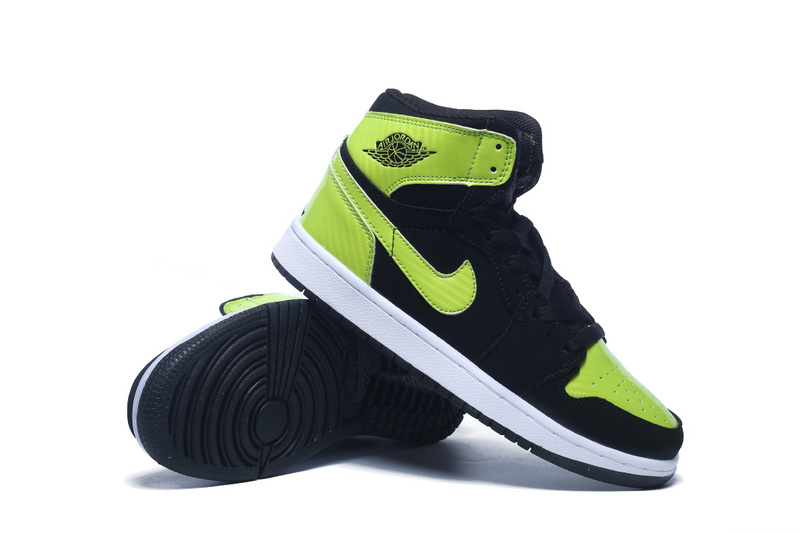 Women Air Jordan 1 Retro Black Fluorscent Green Shoes