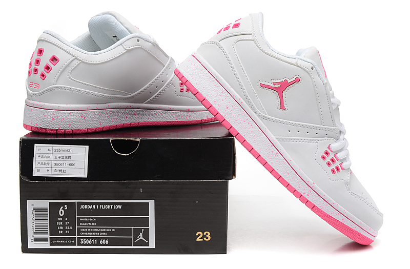 Women Air Jordan 1 White Pink Shoes