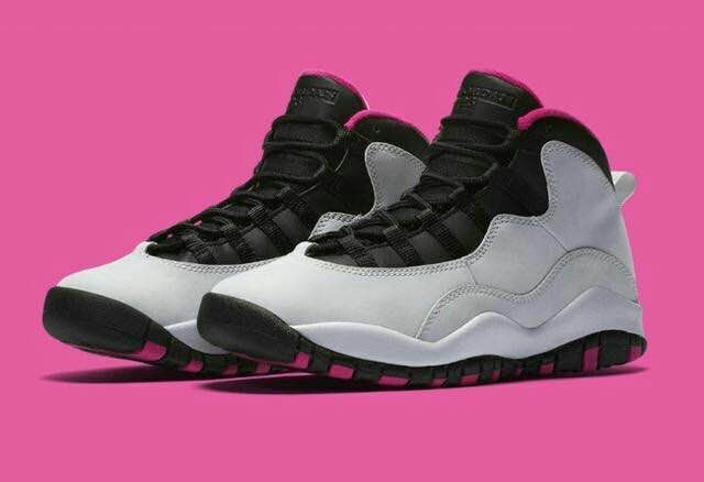 Women Air Jordan 10 Black White Pink Shoes