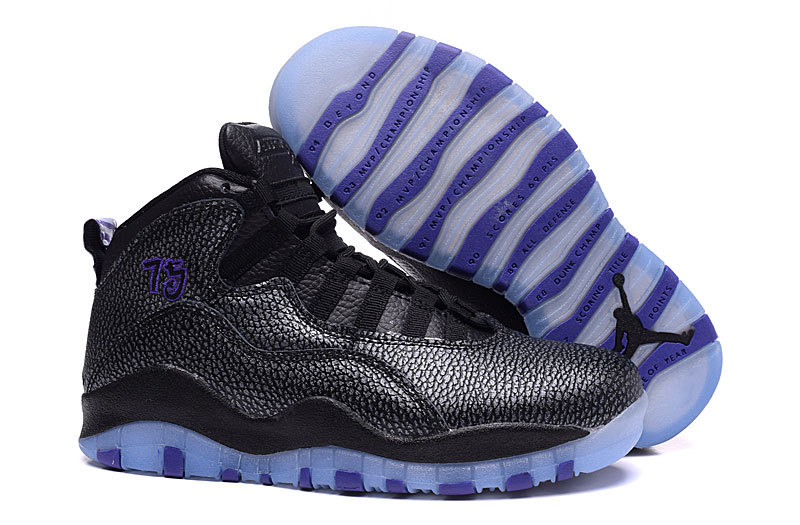 Women Air Jordan 10 Retro Black Blue Shoes - Click Image to Close