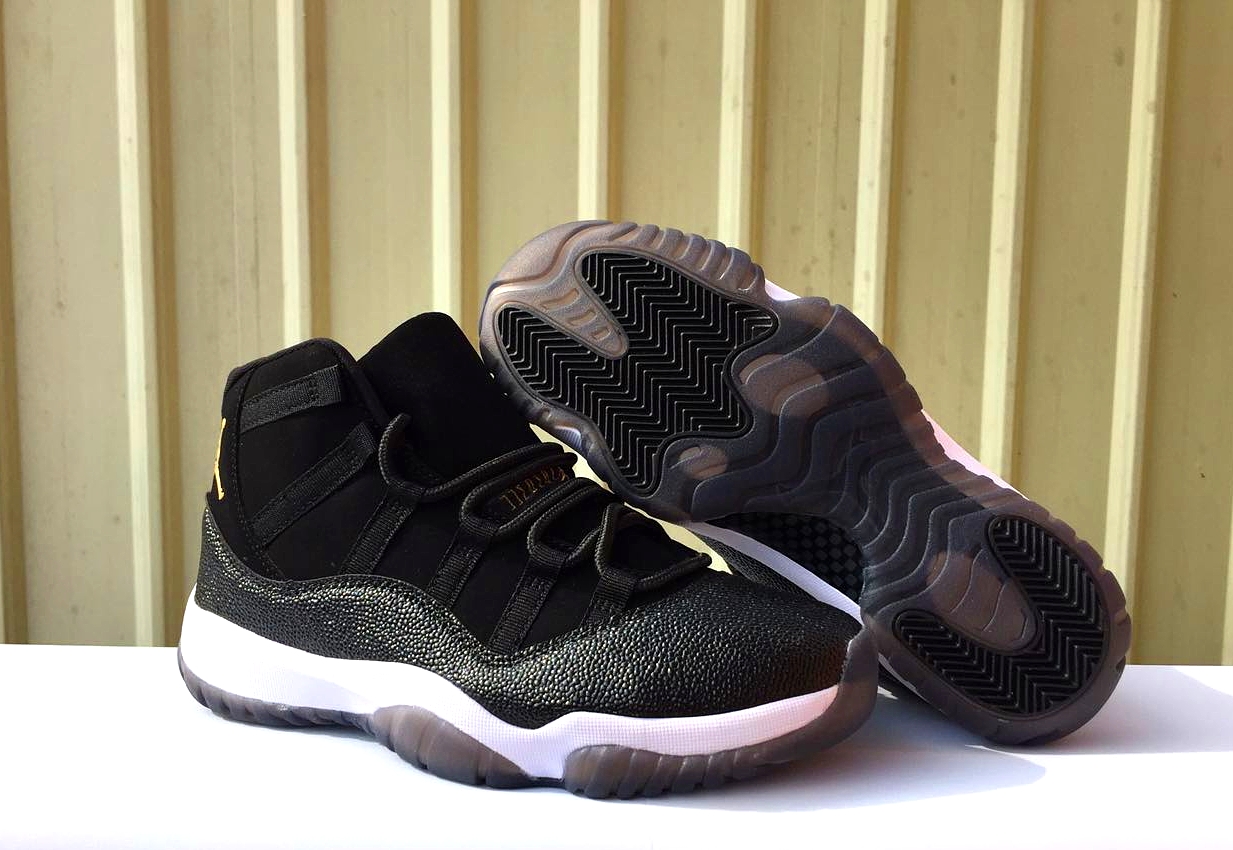 Women Air Jordan 11 Pear Black Gold Shoes